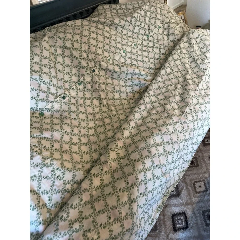 VTG Beautiful Duvet Handmade Green Vines On 1 Side/Stripes On The Other 84x84